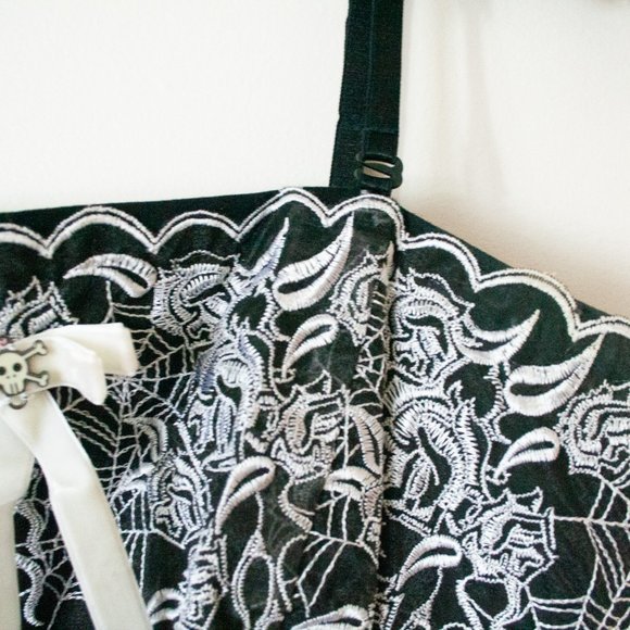 Y2K Goth Punk VEXY Spiderweb Flames Taffeta Party Dress - Picture 4 of 11